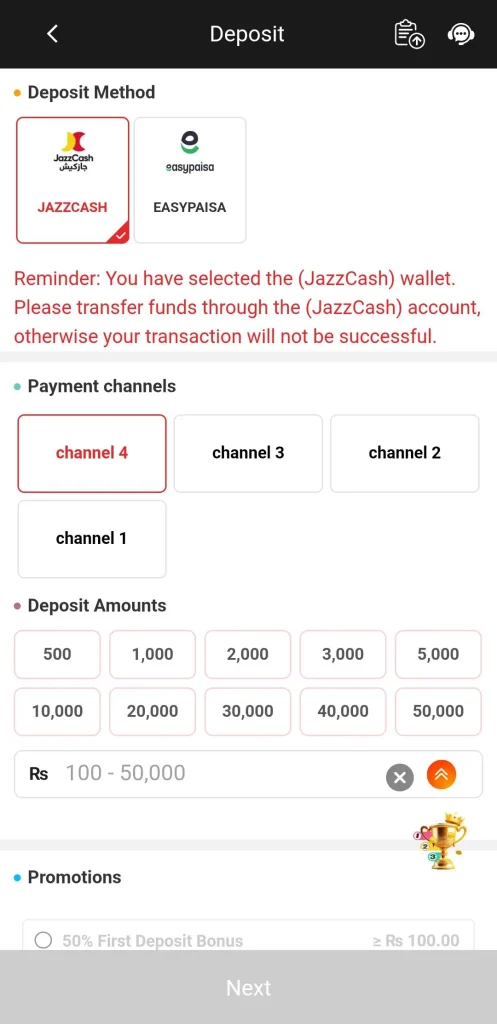 Deposit Money on 9999Win Game